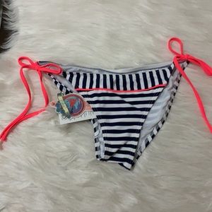 PIHA Navy striped bikini bottoms size S